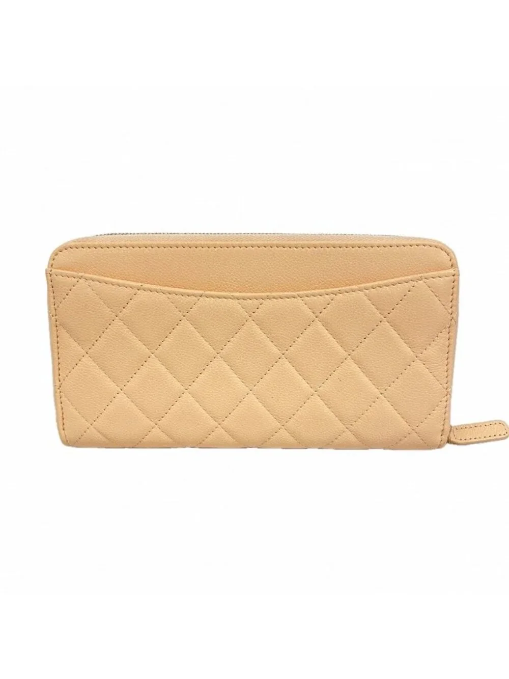 Chanel Wallet Quilted Caviar Leather Beige Champagne Gold
